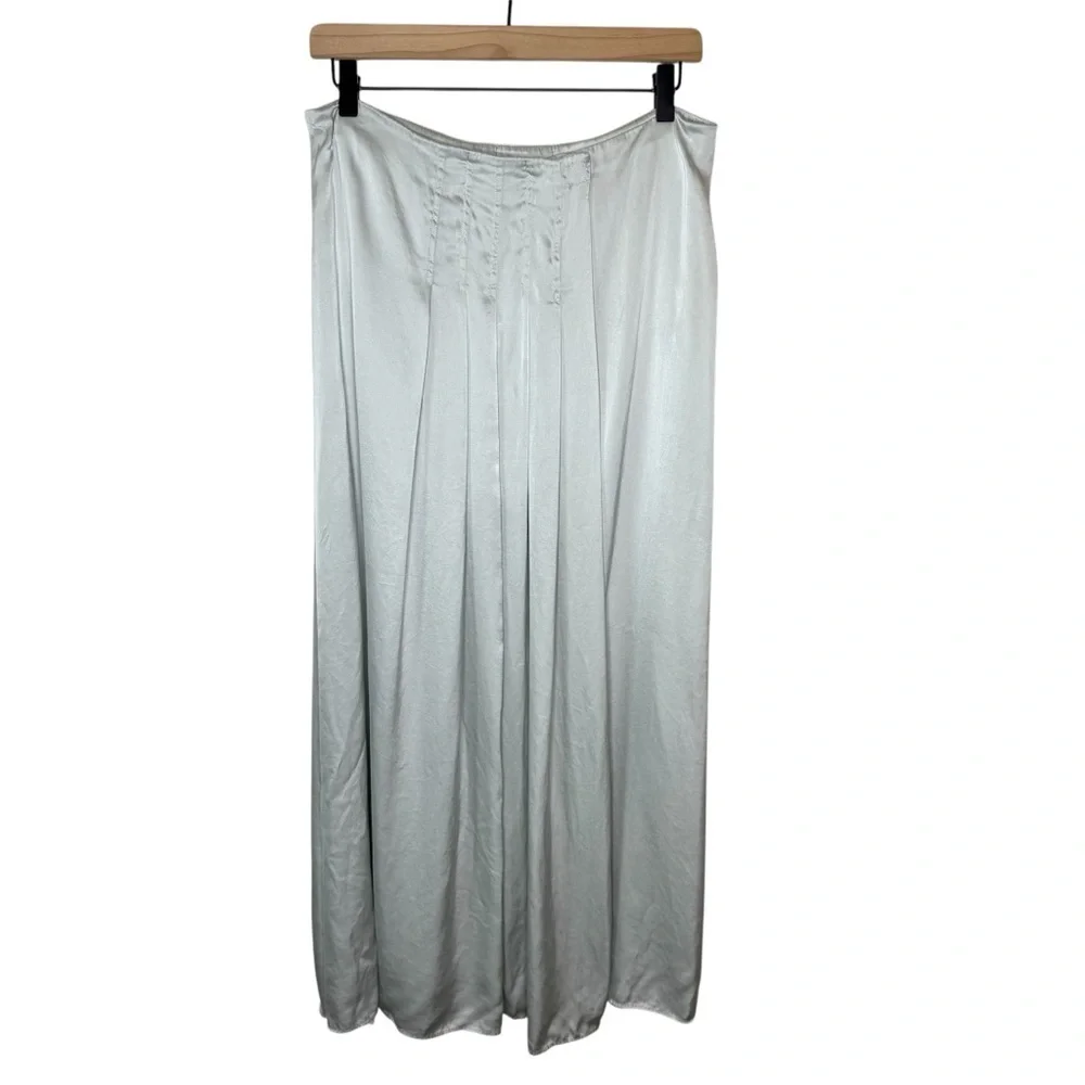 ATM Anthony Thomas Melillo Silk Pleated Wrap Skirt in Frost Size 12